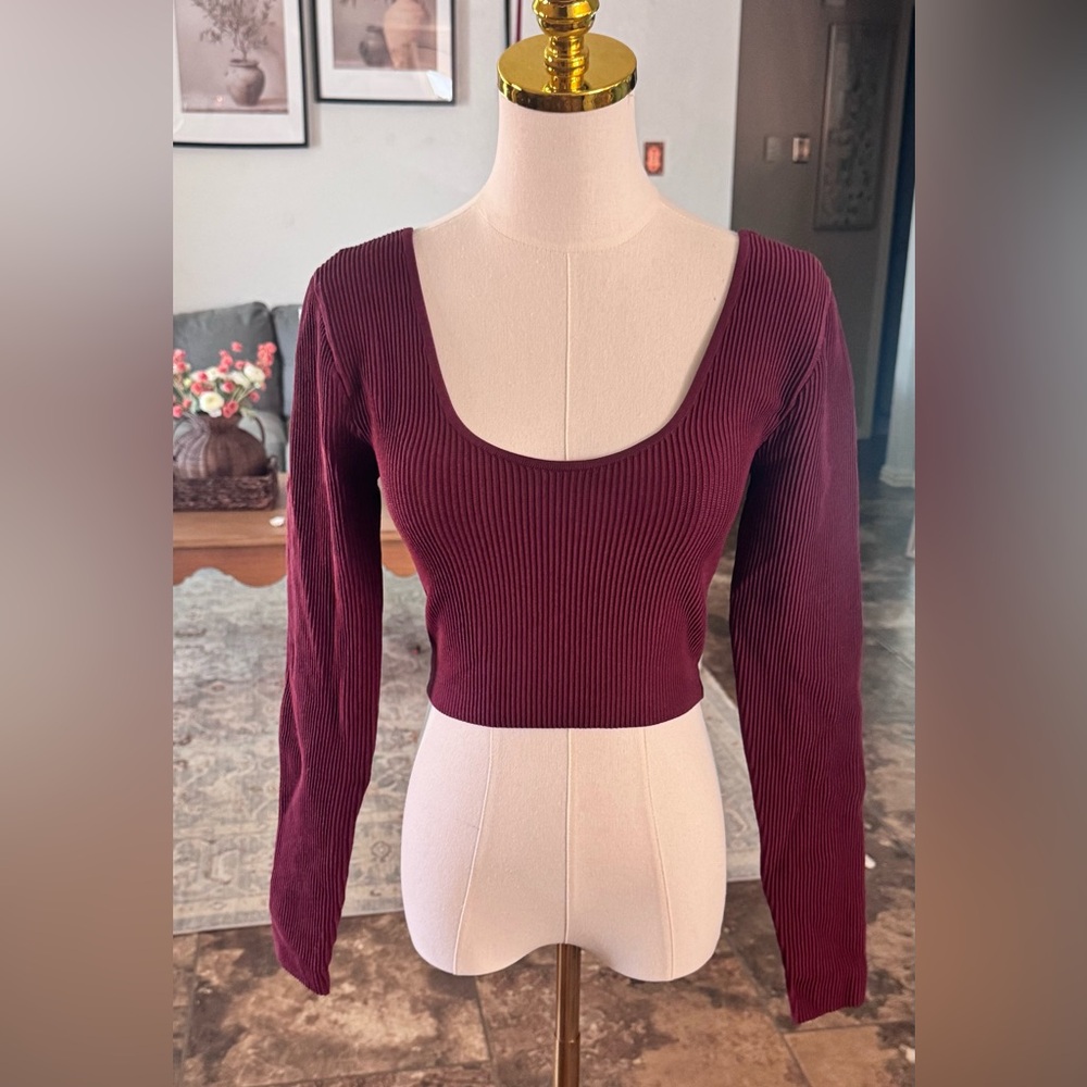 Babaton Ribbed Plum Crop Top